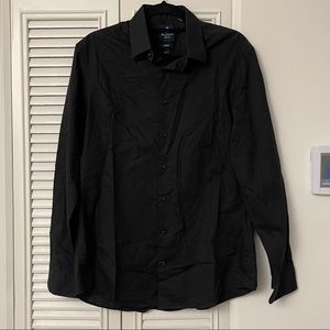 BEN SHERMAN Black Button Down Shirt Stretch Size Large 16-16.5 34/35